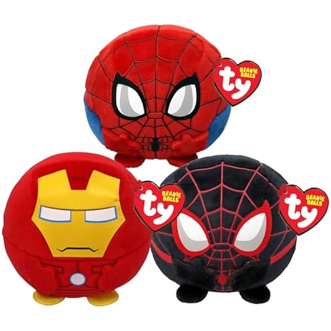 Ty BEANIE BALLS PLUSH MULTIPACKS - IRON MAN, MILES MORALES AND SPIDERMAN TEDDIES - SOFT PLUSH TOYS FOR BABIES AND CHILDREN - Image 1